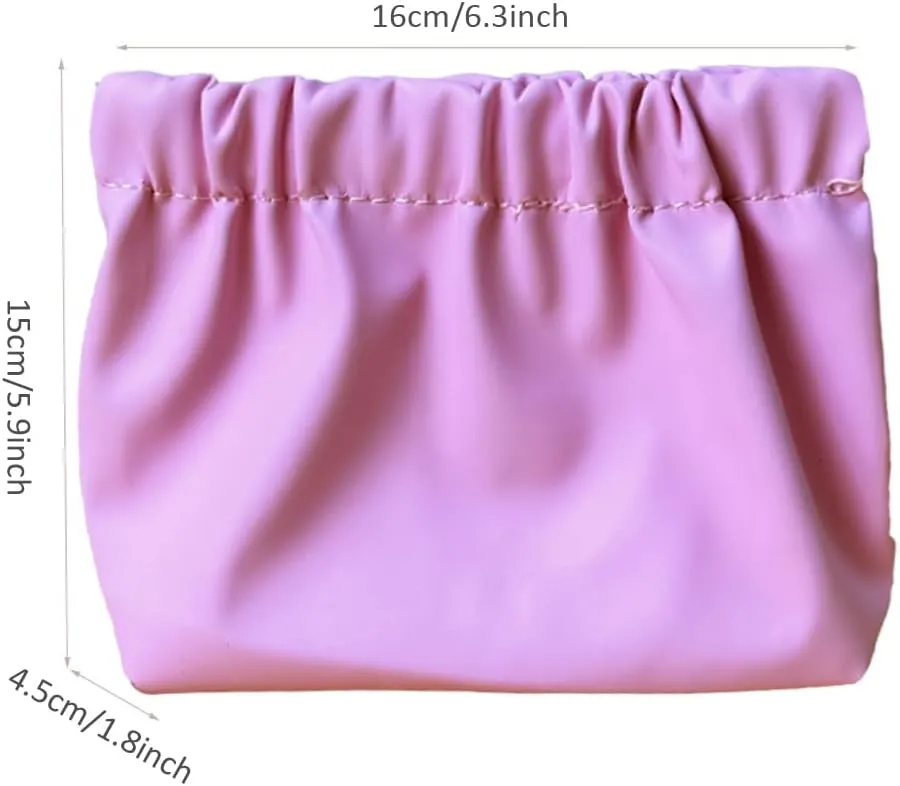 Cosmetic Bag, Waterproof Leather Cosmetic Storage Bag For Lipstick, Foundation, Makeup Sponge Earphone, Jewelry, No Zipper Self-closing Travel Bag For Small Travel Kit Storage Pouch (pink)