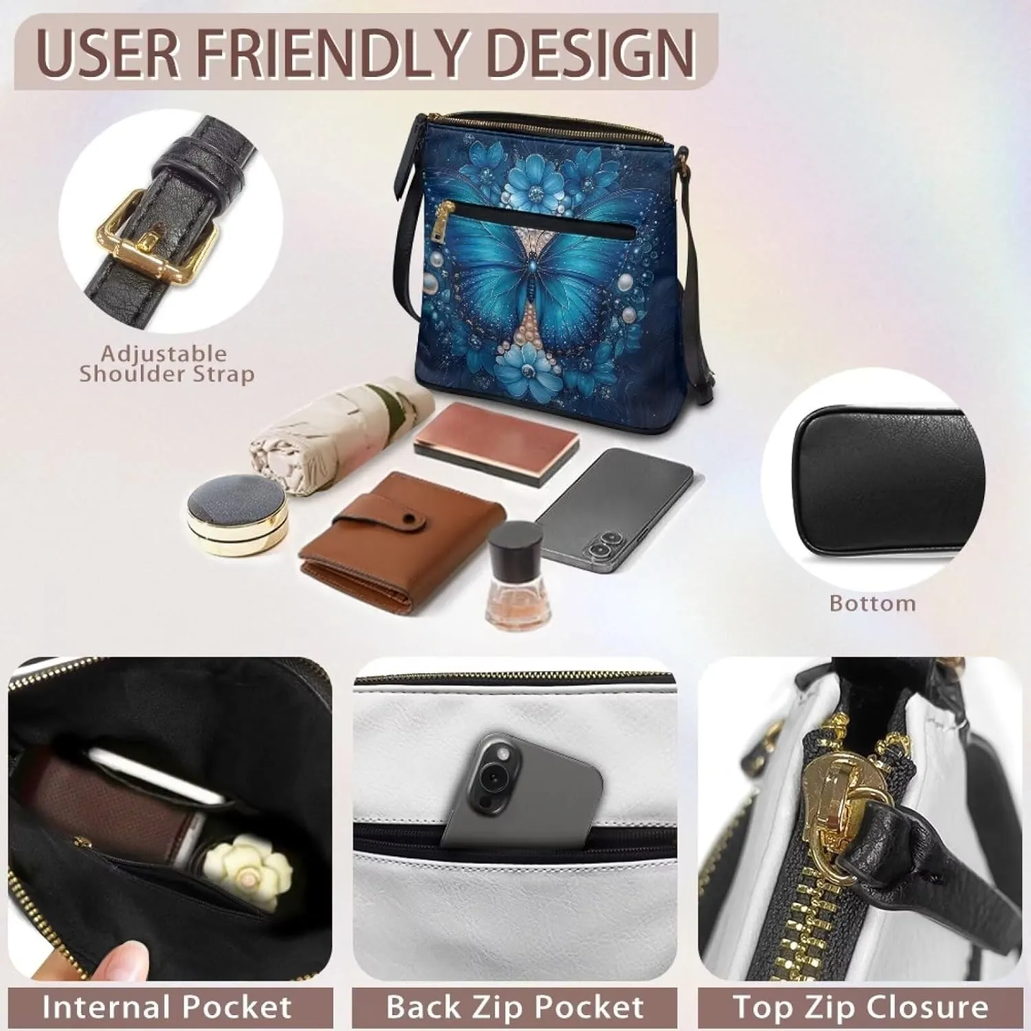 Crossbody Bags for Women Trendy Travel Stylish Handbag Tote with Strap Leather Shoulder Purse