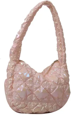 Cute Puffer Tote Bag for Women, Chic Shoulder Handbags Women's Quilted Bag Puffer Tote Fluffy Sling Hobo Purse