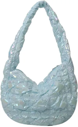 Cute Puffer Tote Bag for Women, Chic Shoulder Handbags Women's Quilted Bag Puffer Tote Fluffy Sling Hobo Purse