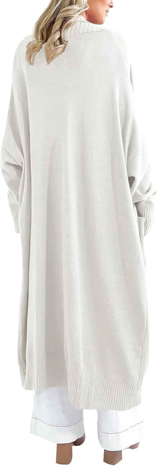 Danedvi Womens Long Cardigan Sweaters 2024 Fall Chunky Knit Oversized Slouchy Open Front Warm Coats with Pockets