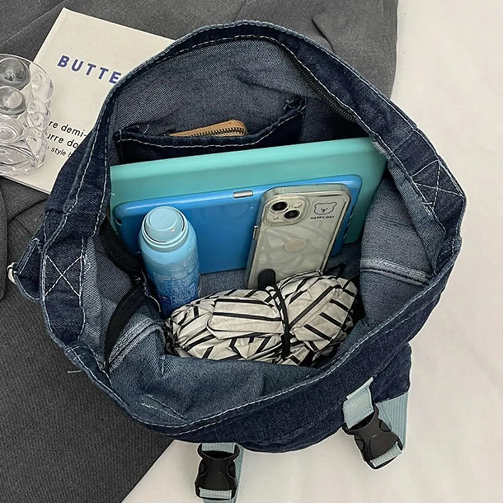 Denim Canvas Crossbody Bag for Women Men Chic Hobo Shoulder Bag Slouchy Messenger Bags Tote Handbag Purse