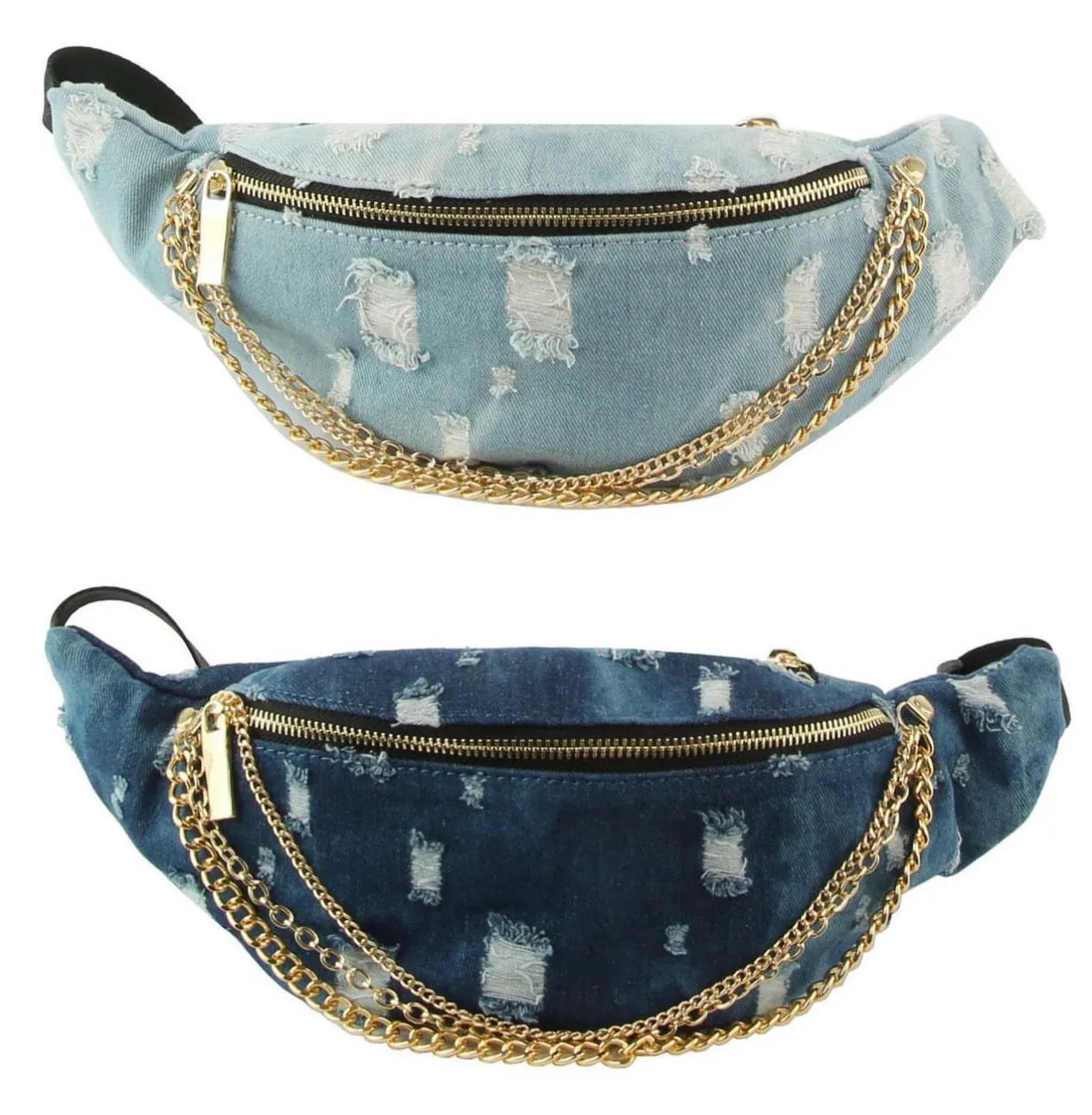 Distressed Denim Fanny Bag