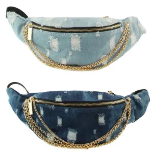 Distressed Denim Fanny Bag