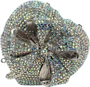 DJBM Women Chic Heart Shaped Evening Clutch Purse sparkle Rhinestone Gift Box with Bownot for Birthday Cocktail