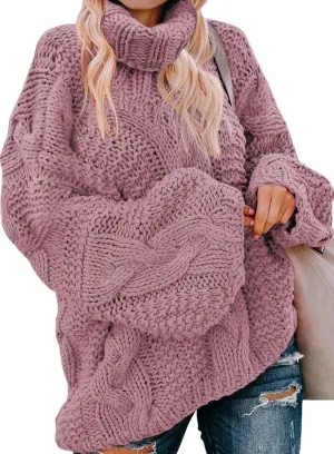 Dokotoo Womens Turtle Neck Sweater Fashion 2024 Loose Casual Cozy Chunky Pullover Tops