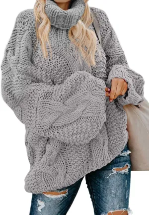 Dokotoo Womens Turtle Neck Sweater Fashion 2024 Loose Casual Cozy Chunky Pullover Tops