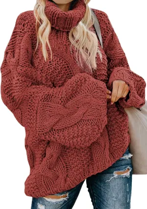 Dokotoo Womens Turtle Neck Sweater Fashion 2024 Loose Casual Cozy Chunky Pullover Tops