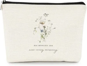EXUQO Bible Makeup Bag,Christian Scripture Cosmetic Pouch Gifts for Women Girls,His Mercies are New Every Morning Small Makeup Bag