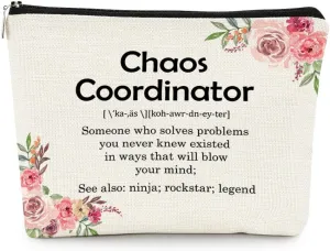 EXUQO Chaos Coordinator Gifts for Women Makeup Bag Cosmetic Bag,Boss Day Gifts,Thank You Appreciation Gifts for Boss Manager Coworker Teacher