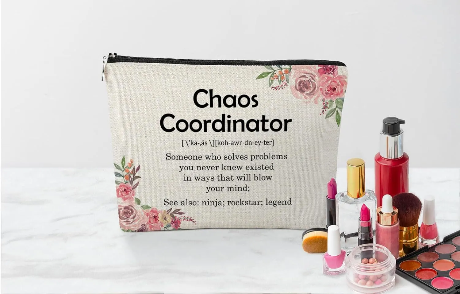 EXUQO Chaos Coordinator Gifts for Women Makeup Bag Cosmetic Bag,Boss Day Gifts,Thank You Appreciation Gifts for Boss Manager Coworker Teacher