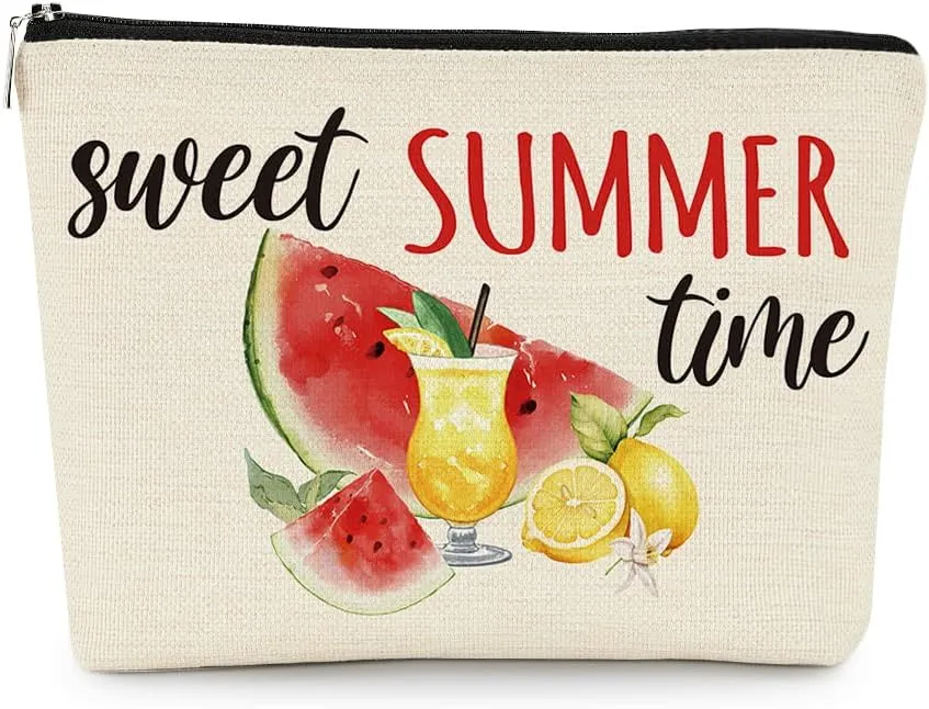 EXUQO Funny Makeup Bag,Watermelon Gifts Zipper Pouch Bag for Mother Sister Friend Girlfriend,Birthday Gift,Sweet Summer Time