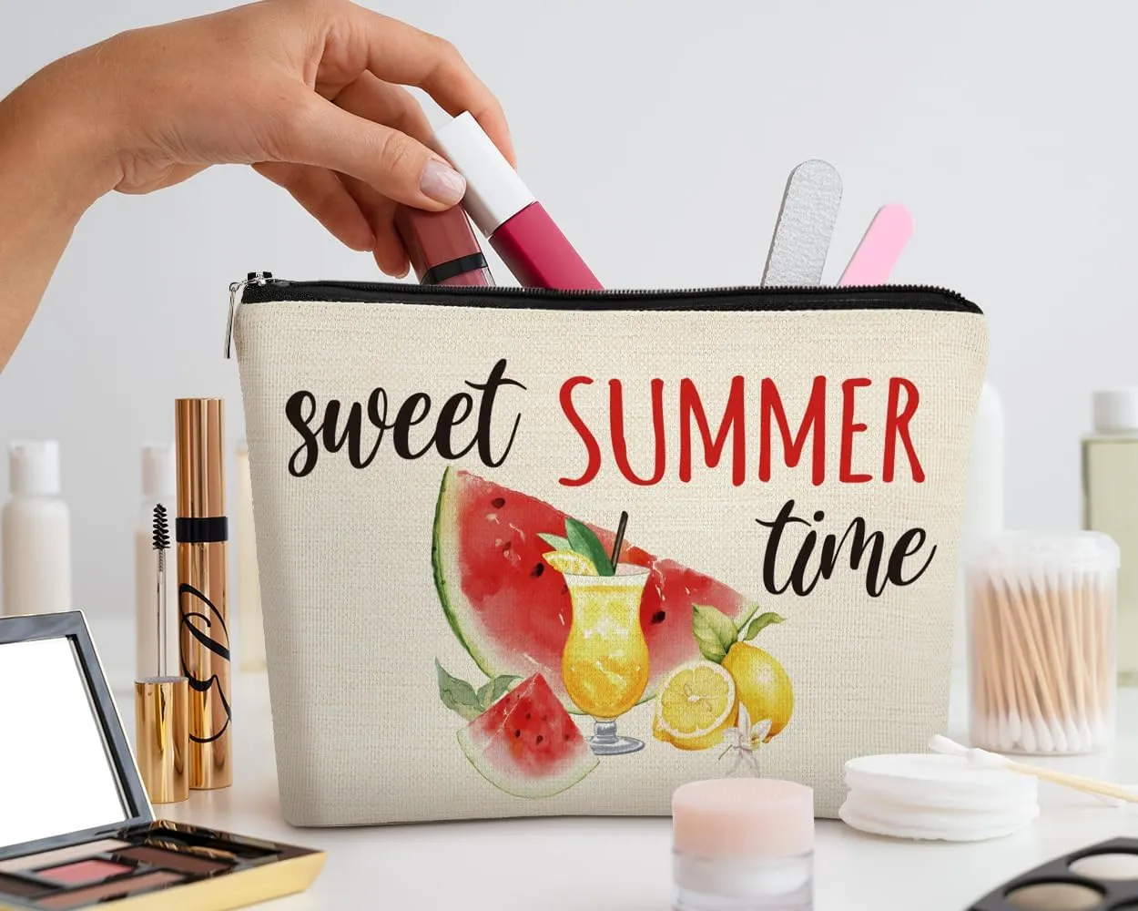 EXUQO Funny Makeup Bag,Watermelon Gifts Zipper Pouch Bag for Mother Sister Friend Girlfriend,Birthday Gift,Sweet Summer Time