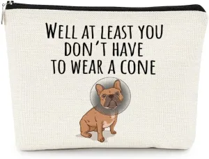 EXUQO Get Well Soon Gifts Small Makeup Bag,Funny Recovery Feel Better Gifts,At Least You Dont Have to Wear A Cone,Healing Gifts Cosmetic Bag