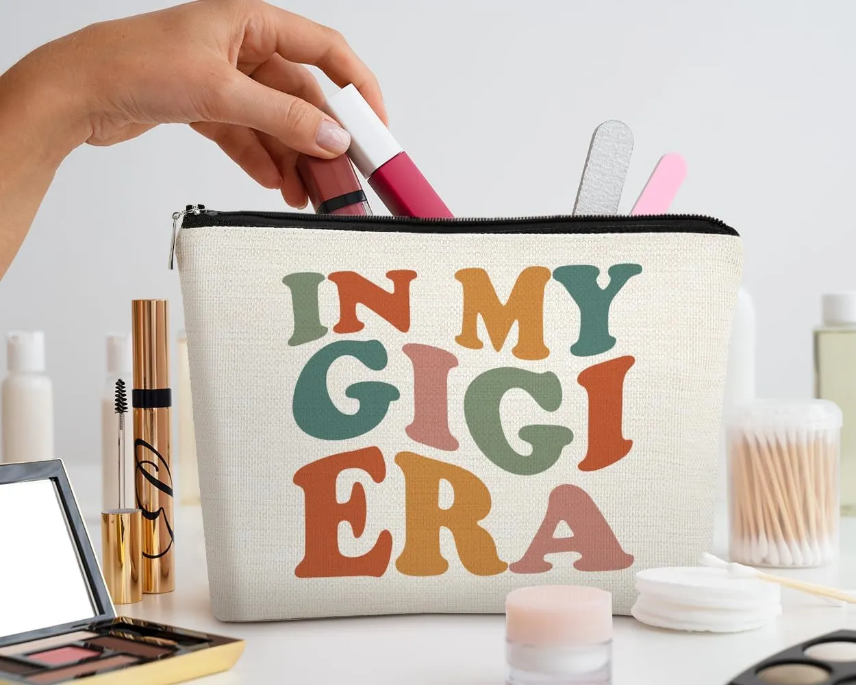 EXUQO Gigi Gifts for Grandma,In my Gigi Era Makeup Bag,Birthday Gifts for Grandma from Grandkids,Zipper Pouch Bag Travel Bag,Gigi Cosmetic Bag