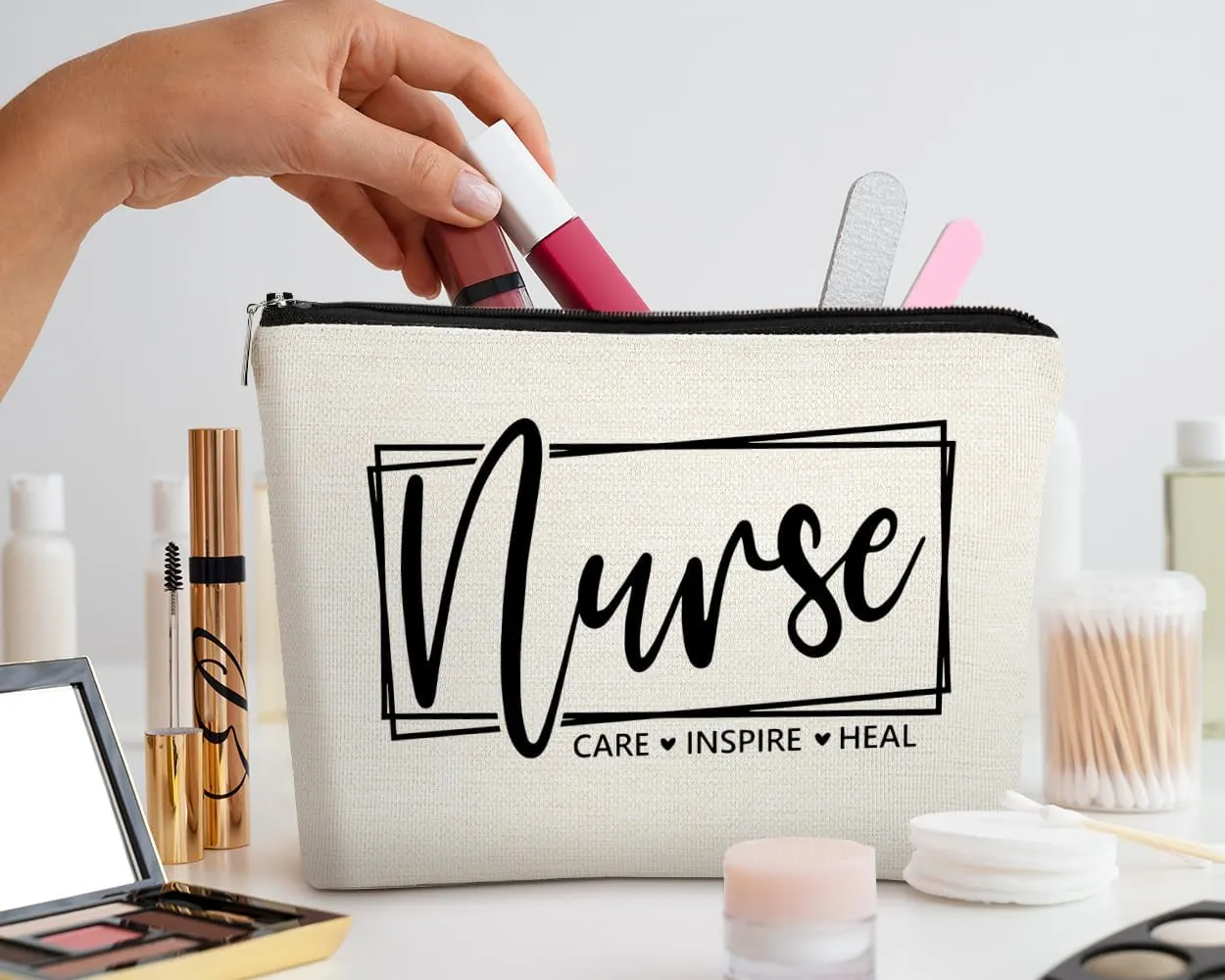 EXUQO Nurse Makeup Bag - Graduation Gift, Zipper Travel Toiletry Bag