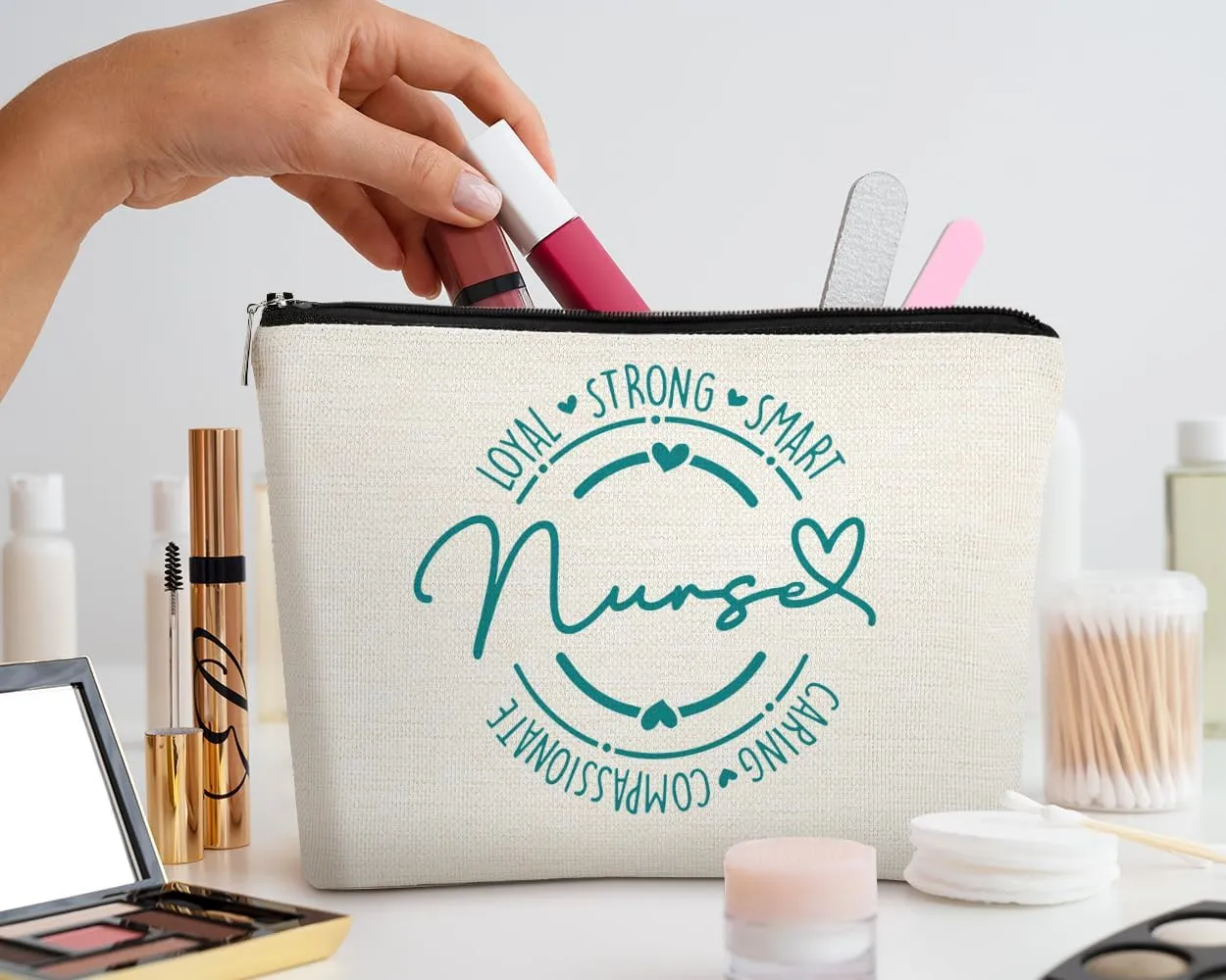 EXUQO Nurse Makeup Bag - Zipper Travel Toiletry Bag, School Nurse Gift
