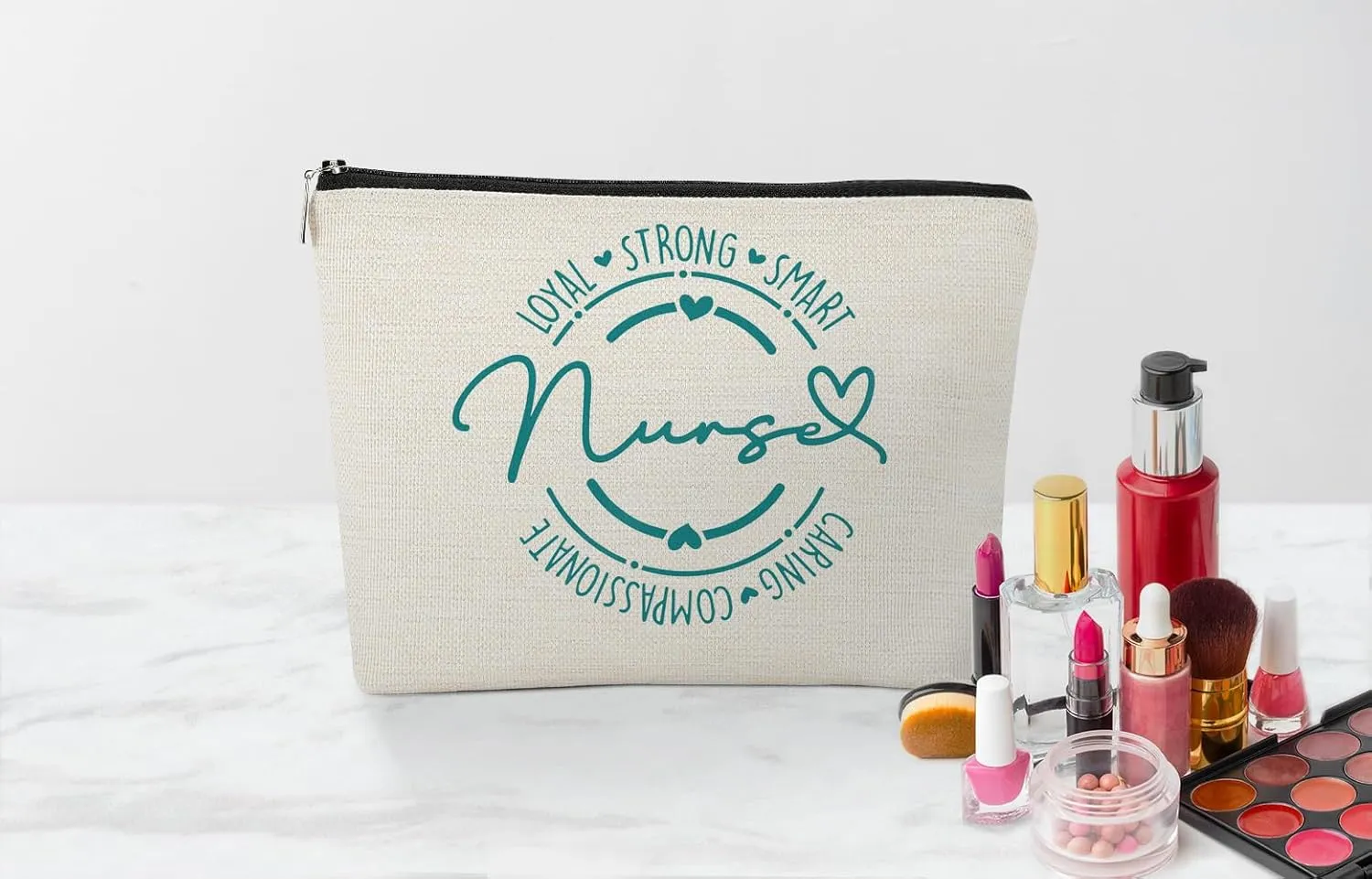 EXUQO Nurse Makeup Bag - Zipper Travel Toiletry Bag, School Nurse Gift