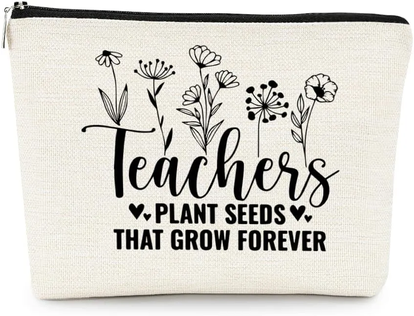 EXUQO Teacher Makeup Bag, Unisex-Adult, Cosmetic Bag, Teacher Gifts, Makeup, Travel