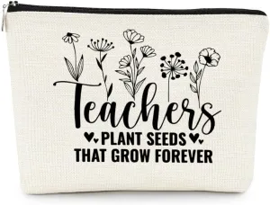 EXUQO Teacher Makeup Bag, Unisex-Adult, Cosmetic Bag, Teacher Gifts, Makeup, Travel