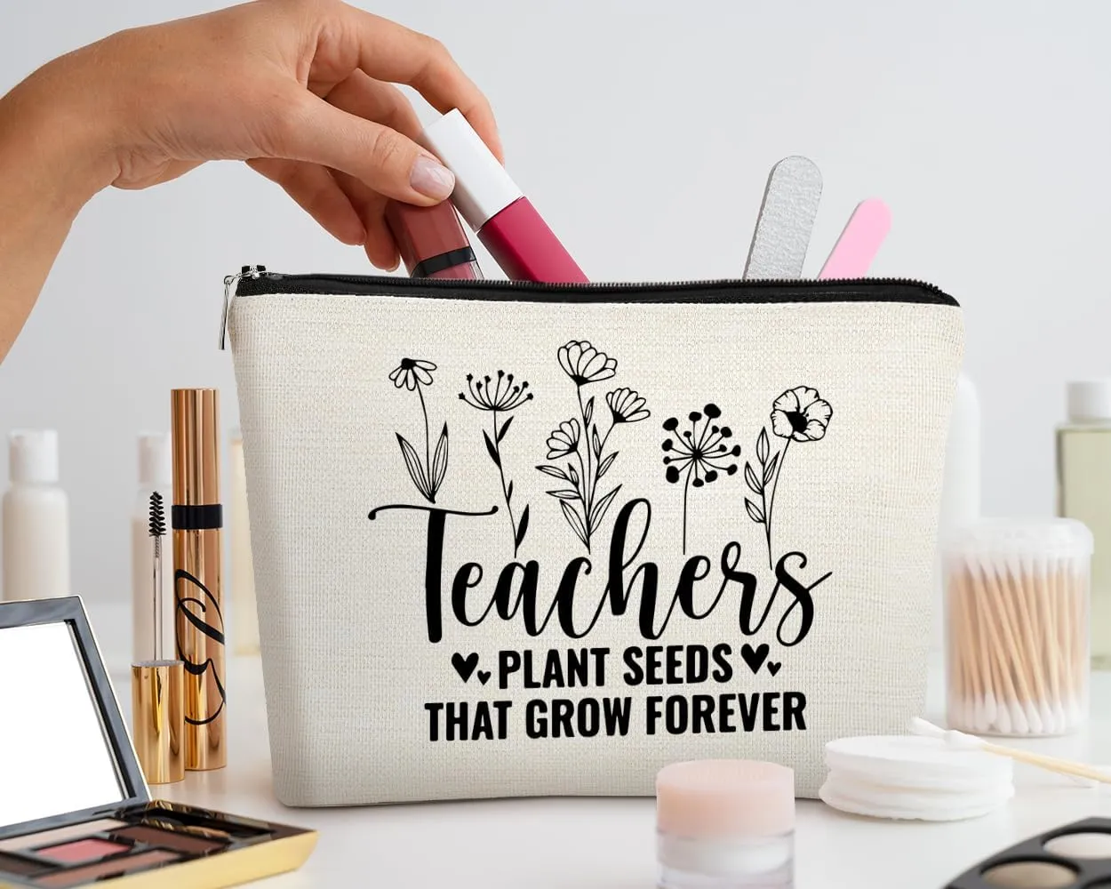 EXUQO Teacher Makeup Bag, Unisex-Adult, Cosmetic Bag, Teacher Gifts, Makeup, Travel