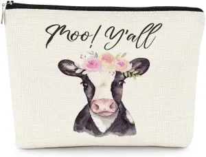 EXUQO Western Cow Gifts Small Makeup Bag,Cow Lovers Gifts for Women,Birthday Gifts for Mother Sister Female Friends,Cowgirl Cosmetic Bag Pouch
