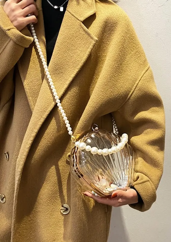 Fairy Shell Purse for Women Evening Bag Clear Handbag Chic Bright Pearl Purse Beach Clutch Shoulder Bags