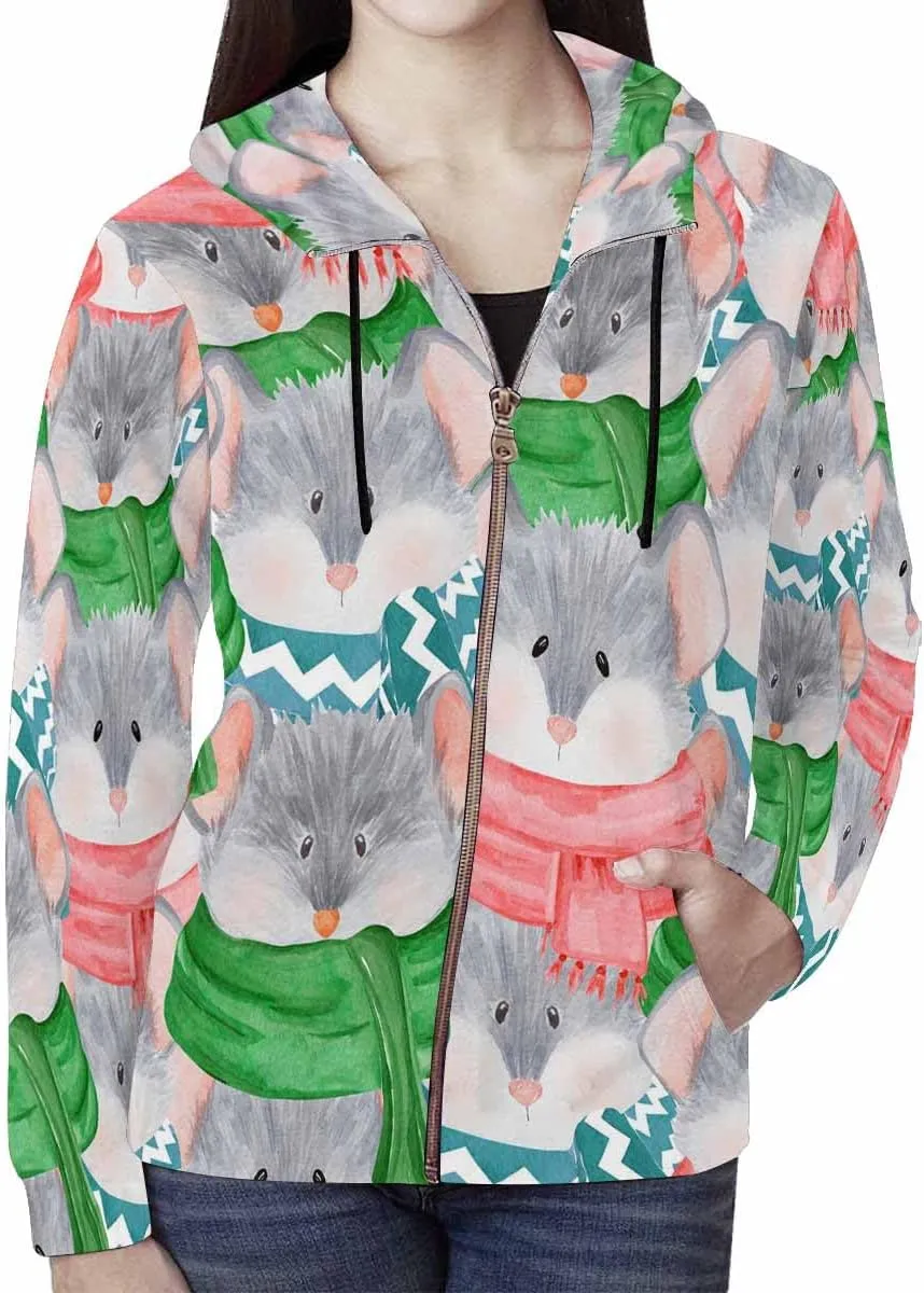 Fall Clothing Merry Christmas Pattern Womens Zip Up Hoodies Fleece Jackets Oversized Sweatshirts