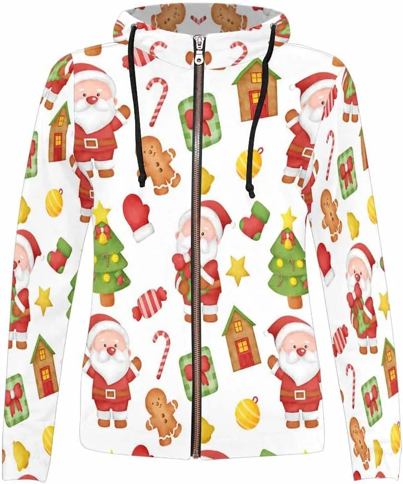 Fall Sweatshirts For Women Yellow Christmas Bells Holly Leaves Womens Zip Up Sweatshirt Oversized Hoodies Sweater