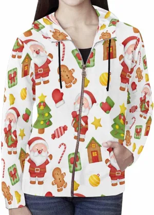 Fall Sweatshirts For Women Yellow Christmas Bells Holly Leaves Womens Zip Up Sweatshirt Oversized Hoodies Sweater