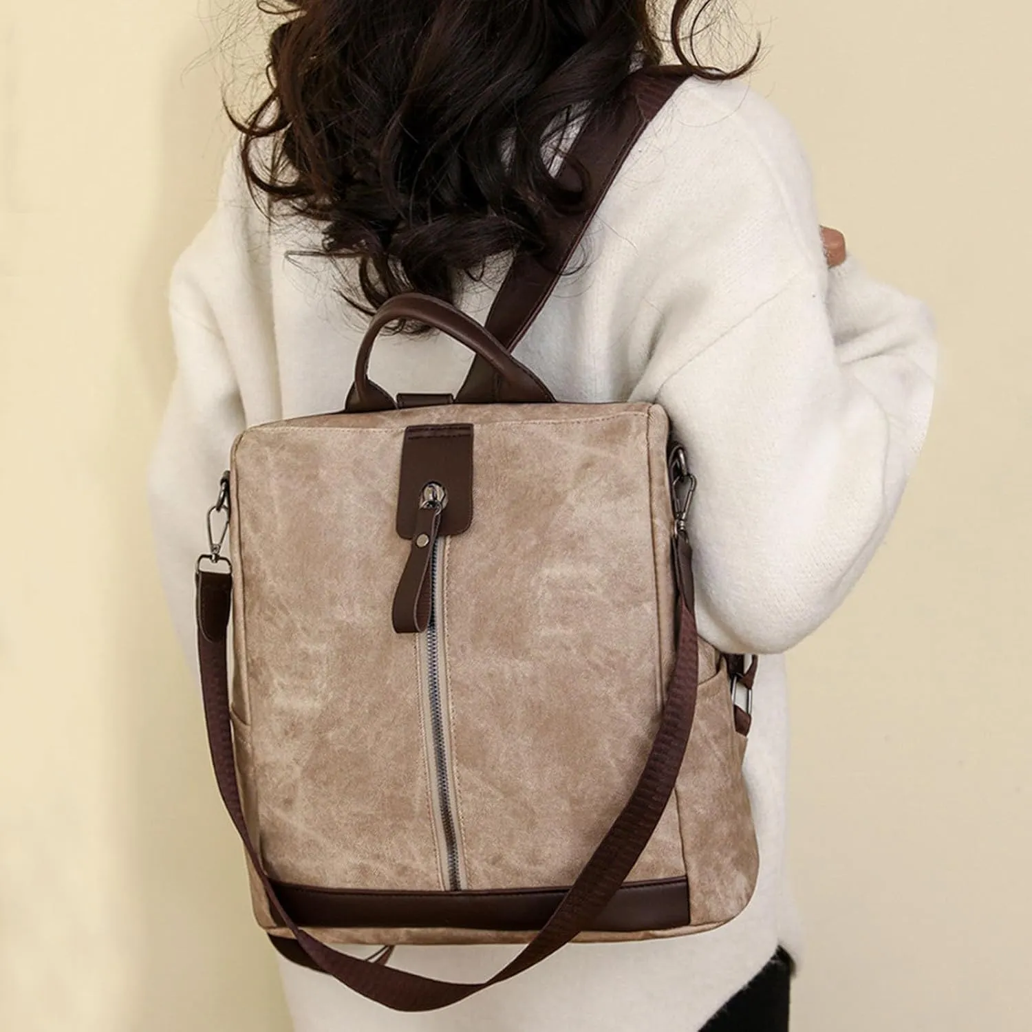 Fashion Cloth Canvas Backpack for Women Comfortable Leather Student Backpacks Stylish Daypack Purse Shoulder Bag