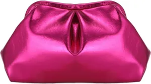 Fecialy Women's PU Leather Clutch Purse Ruched Handbags Formal Evening Bag Chic Soft Dumpling Crossbody Bag Party Wedding