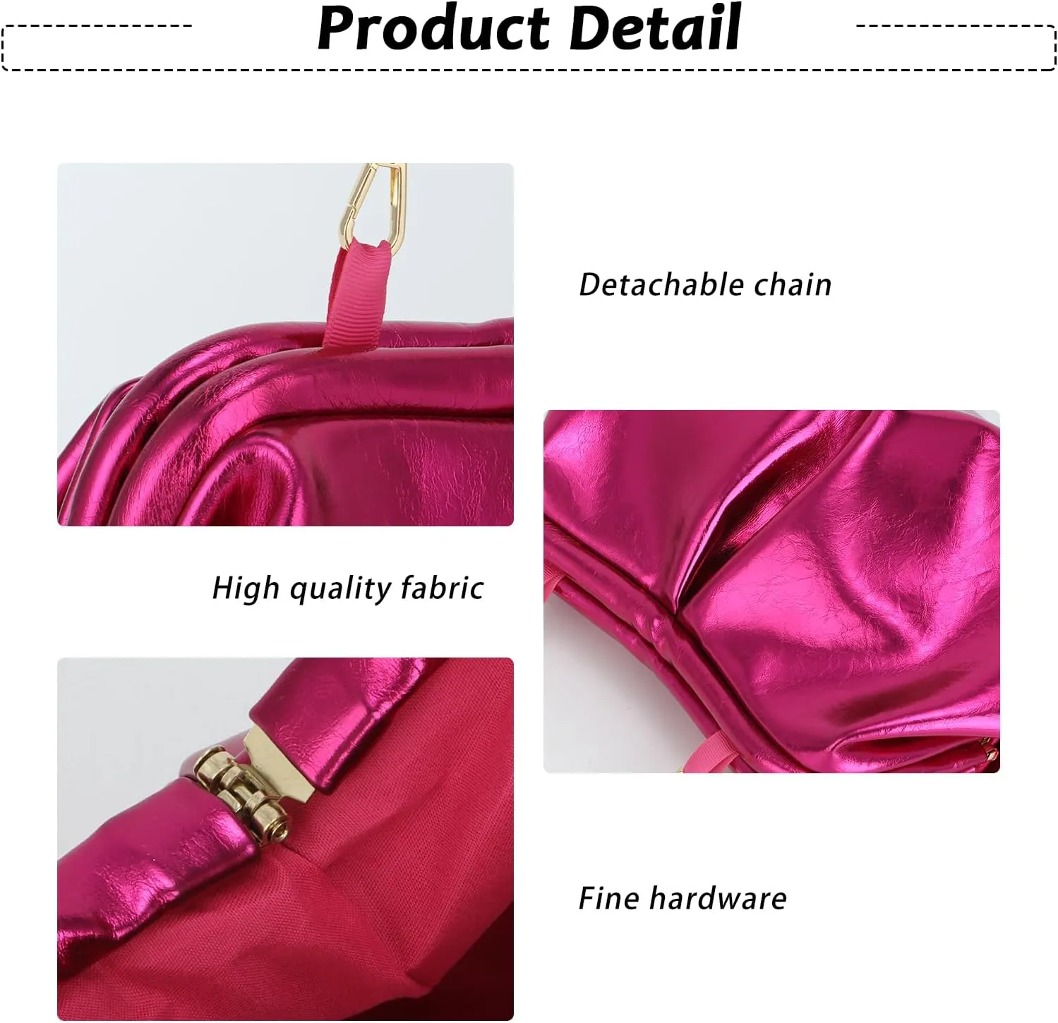 Fecialy Women's PU Leather Clutch Purse Ruched Handbags Formal Evening Bag Chic Soft Dumpling Crossbody Bag Party Wedding