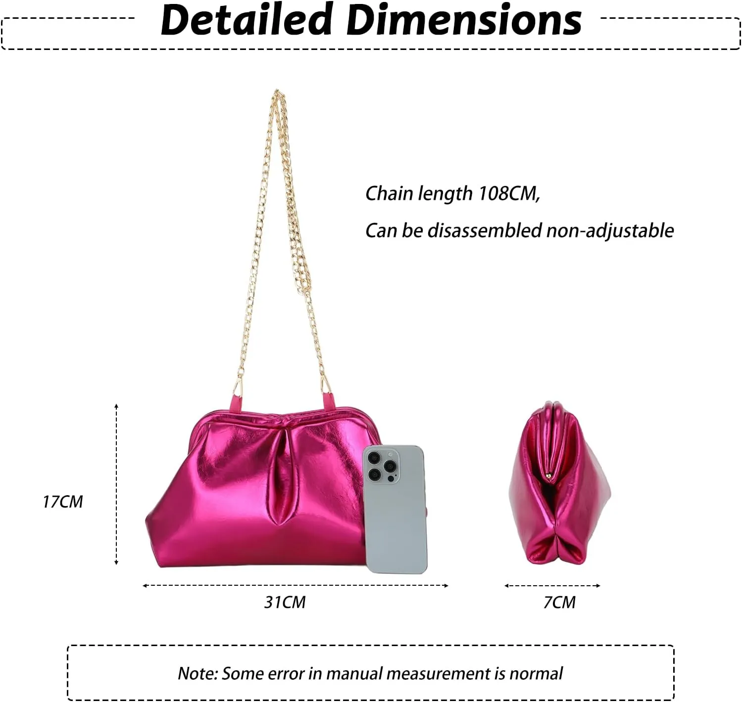 Fecialy Women's PU Leather Clutch Purse Ruched Handbags Formal Evening Bag Chic Soft Dumpling Crossbody Bag Party Wedding