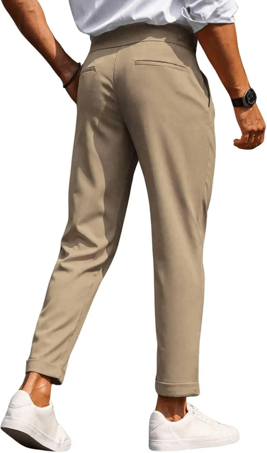 Floerns Men's Fold Pleated Tailored Pants Work Office Business Trousers Pants
