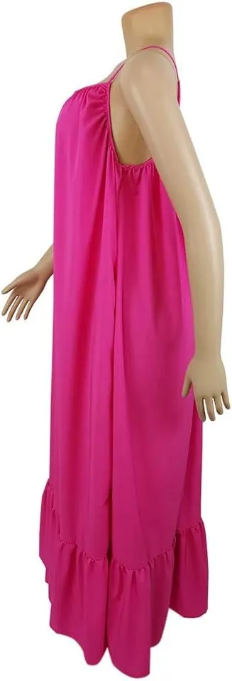 Flowy Maxi Dress Casual Y2K Boho Spaghetti Strap Beach Long Dress Sleeveless Vintage Tiered Plus Size Swing Dresses