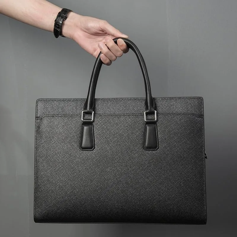French Men's Briefcase Casual Genuine Leather Men's Handbag ffor Commuting Travel Business