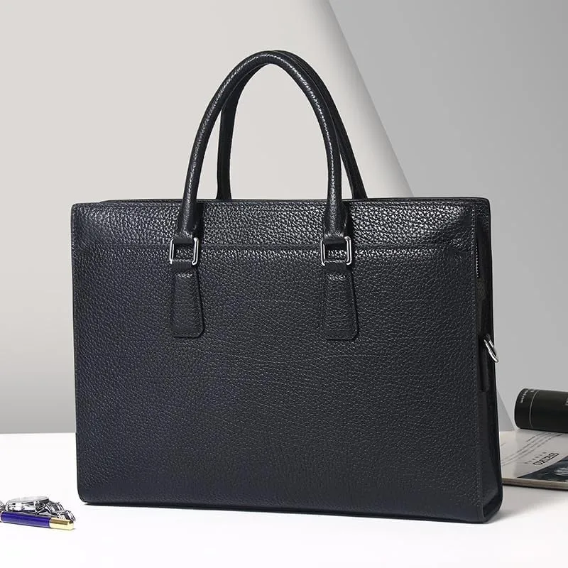 French Men's Briefcase Casual Genuine Leather Men's Handbag ffor Commuting Travel Business