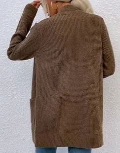 futurino Knit Cardigan Women's Chunky Open Front Outwear Cover Up with Pockets