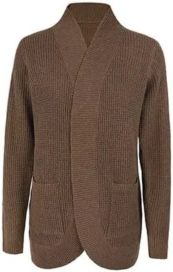 futurino Knit Cardigan Women's Chunky Open Front Outwear Cover Up with Pockets