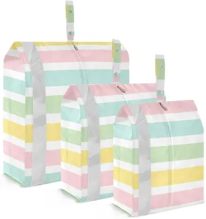 Garment Bag Closet Storage, Luggage Space Saver, Easter Festive Stripes, Waterproof, 3 Set Travel Packing Cubes For Suitcases, Luggages Management Personnel