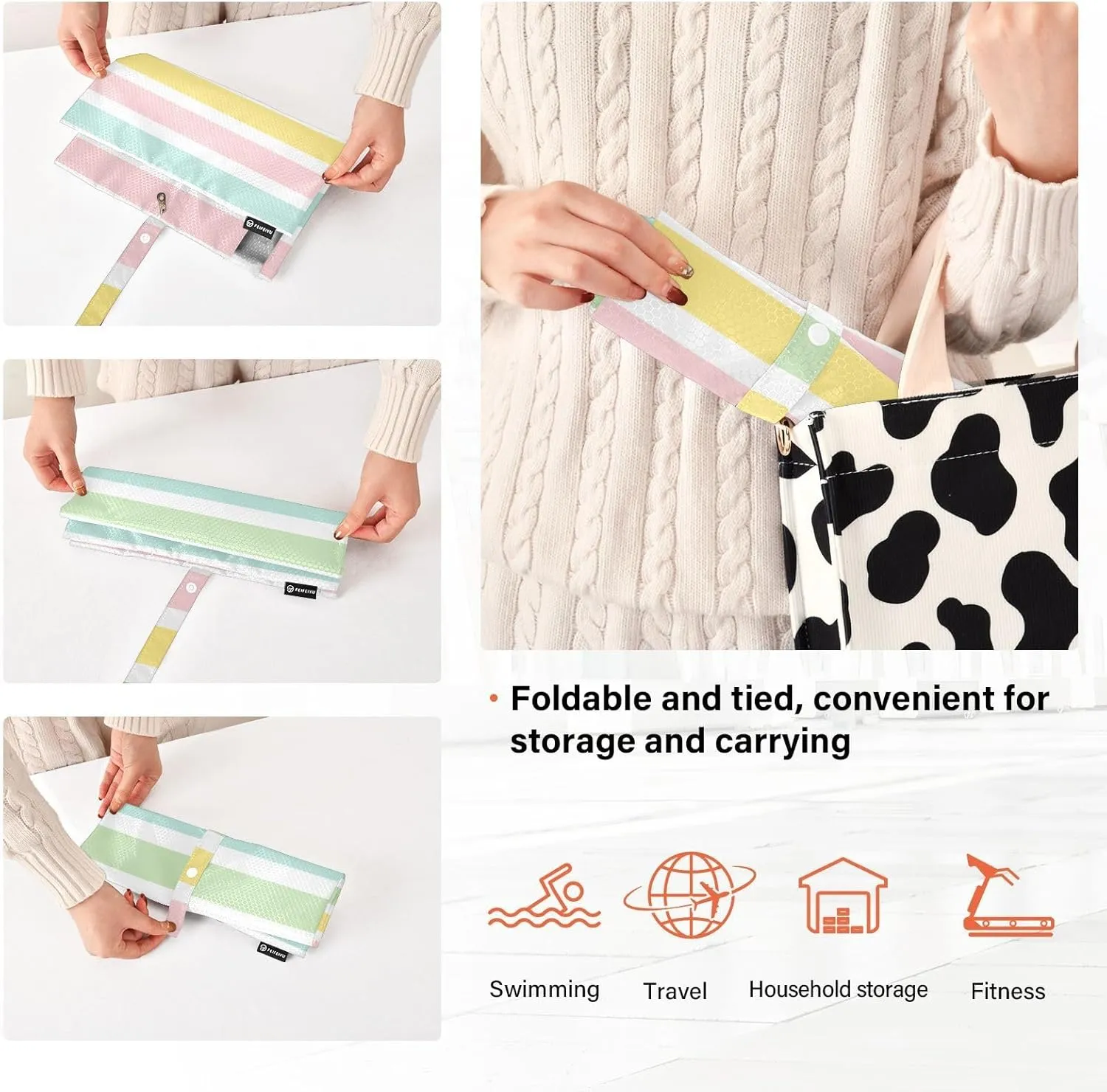Garment Bag Closet Storage, Luggage Space Saver, Easter Festive Stripes, Waterproof, 3 Set Travel Packing Cubes For Suitcases, Luggages Management Personnel