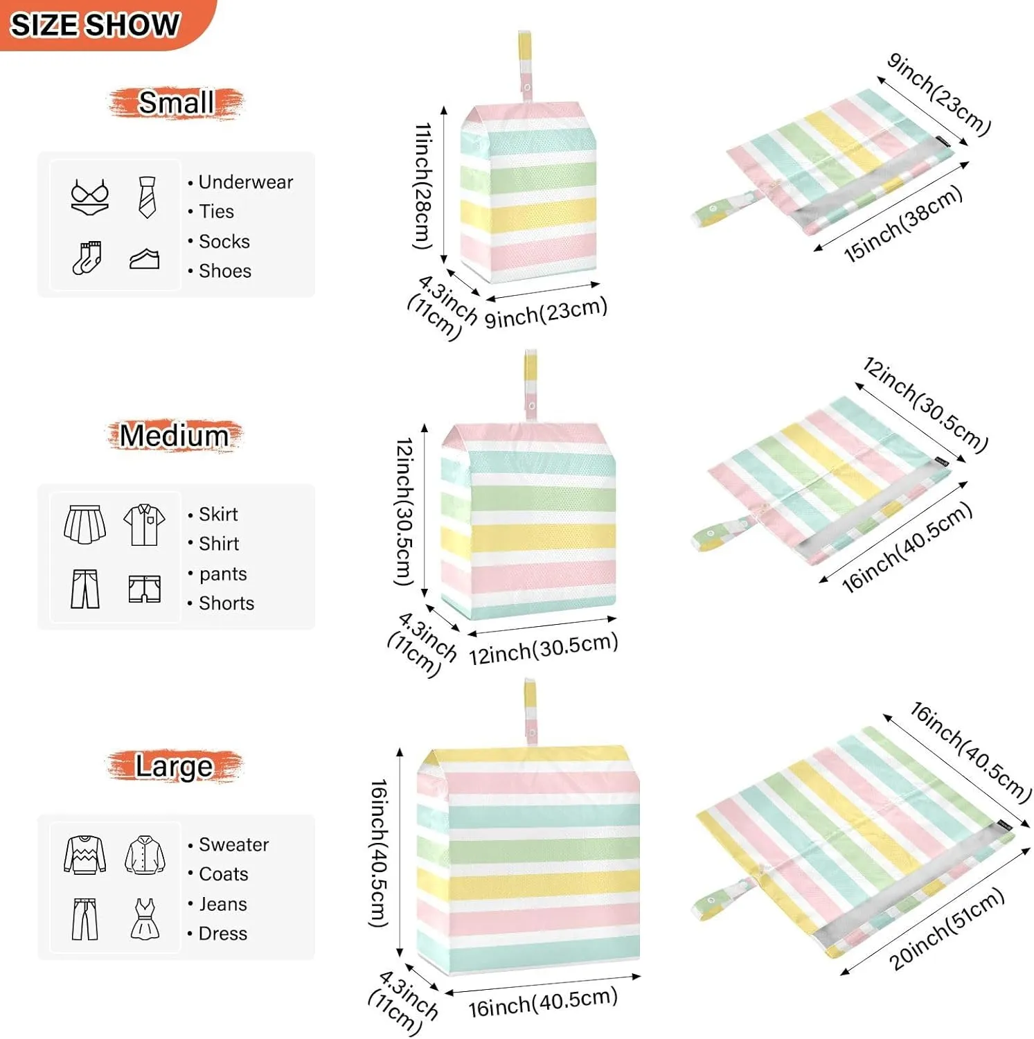 Garment Bag Closet Storage, Luggage Space Saver, Easter Festive Stripes, Waterproof, 3 Set Travel Packing Cubes For Suitcases, Luggages Management Personnel