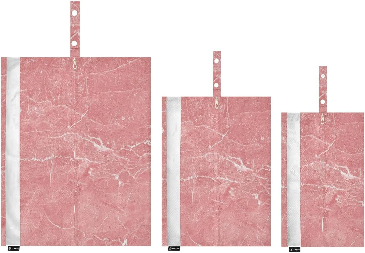 Garment Bag Closet Storage, Luggage Space Saver, Pink Marble Stone with White, Waterproof, 3 Set Travel Packing Cubes For Suitcases, Luggages Management Personnel