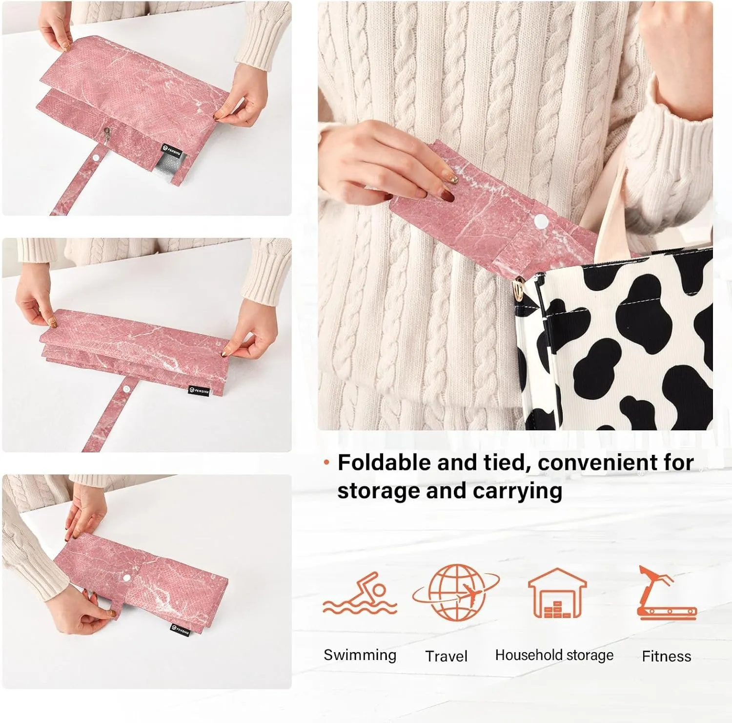 Garment Bag Closet Storage, Luggage Space Saver, Pink Marble Stone with White, Waterproof, 3 Set Travel Packing Cubes For Suitcases, Luggages Management Personnel