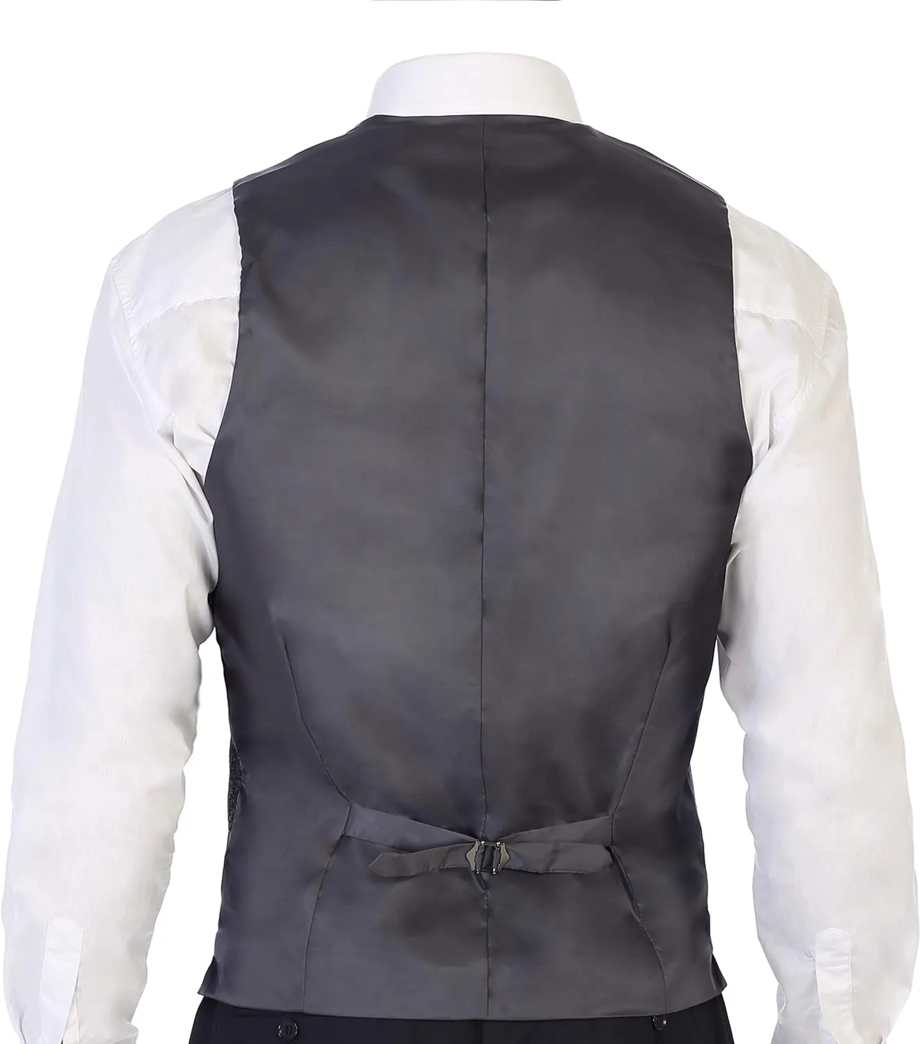Gioberti Men's 5 Button Tailored Collar Slim Fit Formal Herringbone Tweed Suit Vest