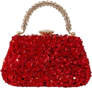 Glitter Women Rhinestone Sequin Handbag Stylish Shoulder Purse Ladies Crossbody Clutch Bag for Wedding Party Cocktail
