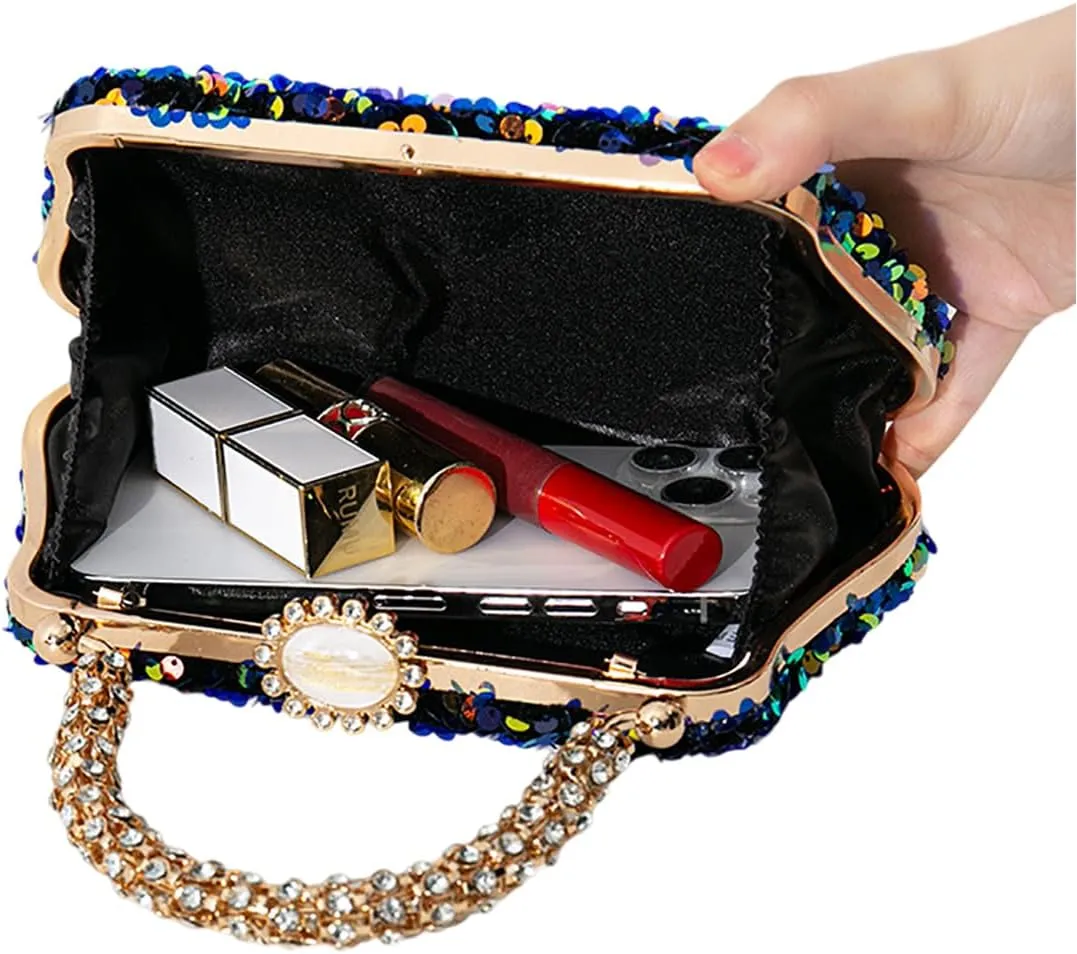 Glitter Women Rhinestone Sequin Handbag Stylish Shoulder Purse Ladies Crossbody Clutch Bag for Wedding Party Cocktail