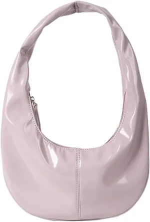 Glossy Underarm Bags for Women Cream Color Shiny Leather Purse Stylish Handbags Trendy Shoulder Bags for Party Travel 2024