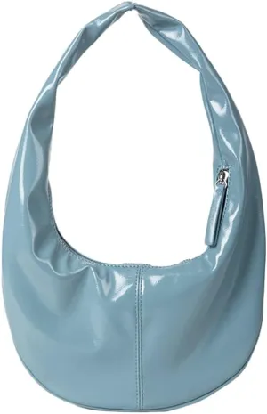 Glossy Underarm Bags for Women Cream Color Shiny Leather Purse Stylish Handbags Trendy Shoulder Bags for Party Travel 2024